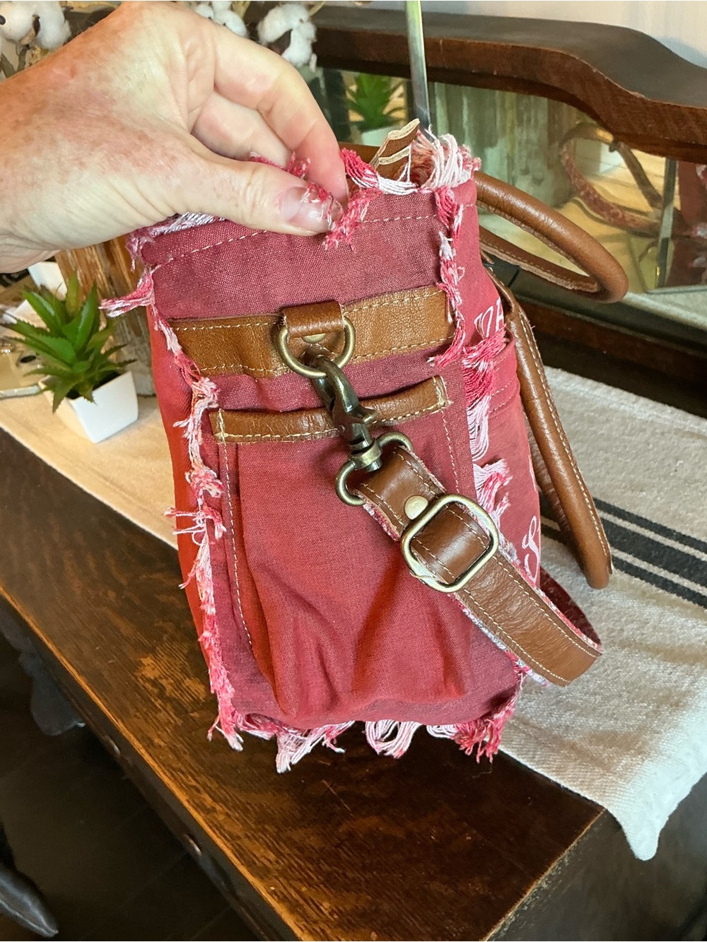 NWT Myra Bag Coastal Steel Upcyclyed Canvas Shoulder Bag Tote Crossbody Red $65 - Picture 9 of 15